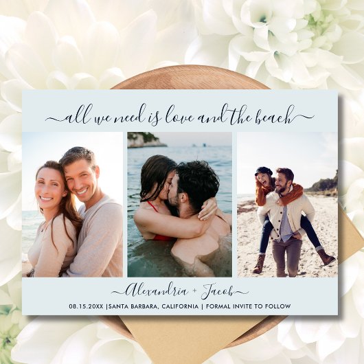 Liefde en het strand 3 Foto Bruiloft Save the Date