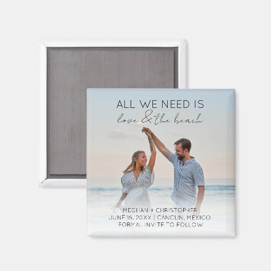 Liefde en het strand Bewaar de datumfoto Magneet (Voorkant / Achterkant)