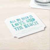 Liefde en het strand Bruiloft Save the Date Kartonnen Onderzetters (Gekanteld)
