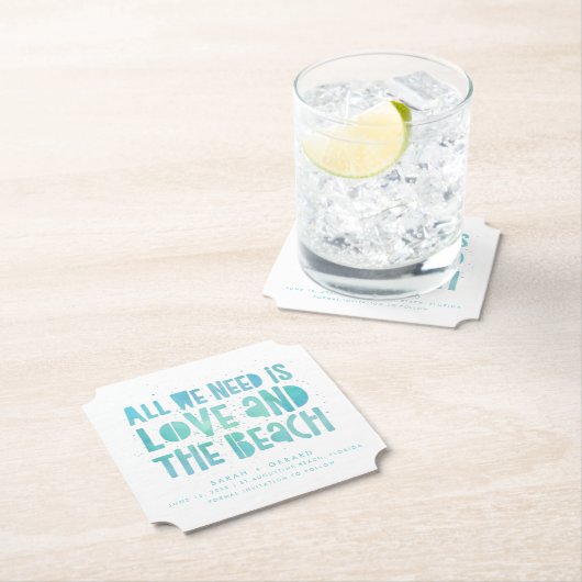 Liefde en het strand Bruiloft Save the Date Kartonnen Onderzetters (Insitu)