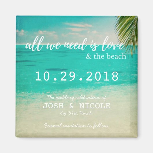 Liefde en het strand bruiloft Save the Date Magnet Magneet (Voorkant)