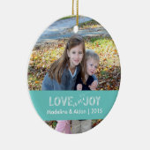 Liefde en Joy | Aangepaste fotoversiering Keramisch Ornament (Rechts)