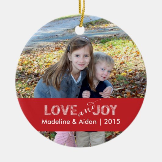 Liefde en Joy | Aangepaste fotoversiering Keramisch Ornament (Voorkant)
