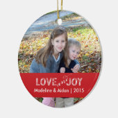 Liefde en Joy | Aangepaste fotoversiering Keramisch Ornament (Links)