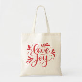 Liefde en Joy. Rood kerstscript kalligrafie Tote Bag (Voorkant)