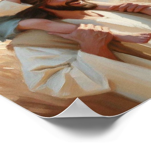 Liefde en Lachen - Jezus met kinderen Poster (Hoek)