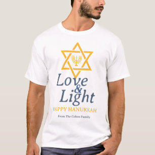 Liefde en Licht   Eenvoudige Chanoeka familie T-shirt