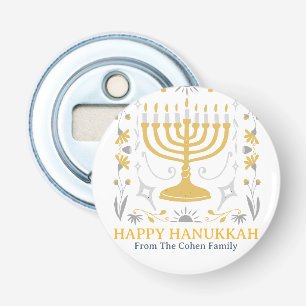 Liefde en Licht Eenvoudige Happy Chanoeka famili Button Flesopener