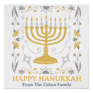 Liefde en Licht   Eenvoudige Happy Chanoeka famili Perfect Poster