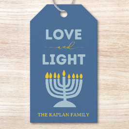 "Liefde en Licht" Menorah Gepersonaliseerde Chanoe Cadeaulabel