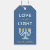 "Liefde en Licht" Menorah Gepersonaliseerde Chanoe Cadeaulabel (Voorkant)
