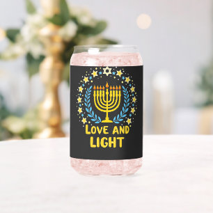 Liefde en Licht Menorah Joodse Chanoeka Vakantie Blikvorm Glas