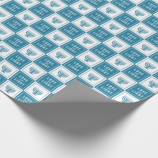 Liefde en licht | Modern Hanukkah Menorah Cadeaupapier (Hoek)