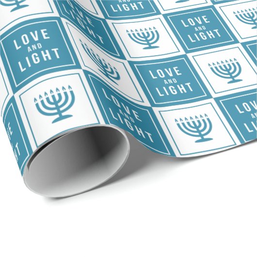 Liefde en licht | Modern Hanukkah Menorah Cadeaupapier (Rol Hoek)