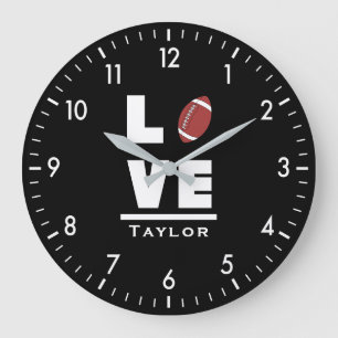Liefde en Live American Football Sports Fan Grote Klok