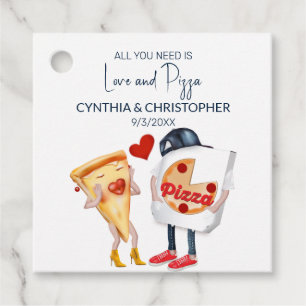 Liefde en Pizza Grappig Huwelijk Bedankjes Labels