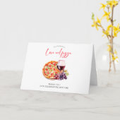 Liefde en Pizza Vrijgezellenfeest Dank U Kaart (Gele Bloem)