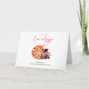 Liefde en Pizza Vrijgezellenfeest Dank U Kaart