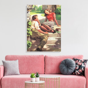 liefde en Romance, middelbare school Sweethearts Canvas Afdruk