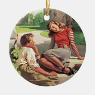 liefde en Romance, middelbare school Sweethearts Keramisch Ornament