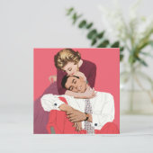 liefde en Romance, Passen getrouwd in roze Aankondiging (Staand voorkant)