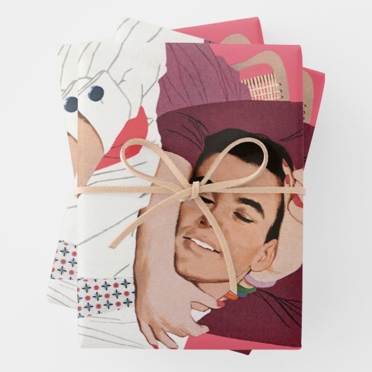  liefde en Romance, Passen getrouwd in roze Inpakpapier Vel (In situ)