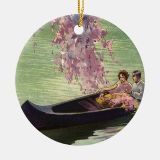 liefde en Romance, Romantic Canoe Ride Keramisch Ornament (Voorkant)