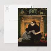  liefde en Romance, Romantic Fireplace Kiss Briefkaart (Voorkant / Achterkant)