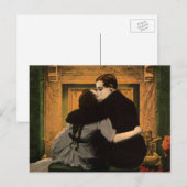  liefde en Romance, Romantic Fireplace Kiss Briefkaart (Voorkant / Achterkant)