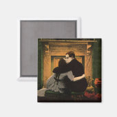  liefde en Romance, Romantic Fireplace Kiss Magneet (Voorkant / Achterkant)