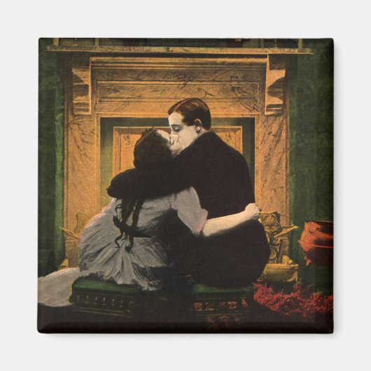  liefde en Romance, Romantic Fireplace Kiss Magneet (Voorkant)