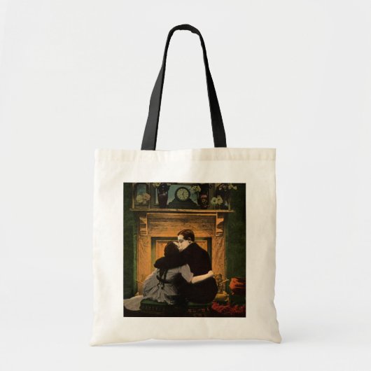 liefde en Romance, Romantic Fireplace Kiss Tote Bag (Voorkant)
