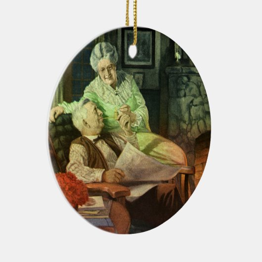 liefde en Romance; Romantische grootouders Keramisch Ornament (Rechts)