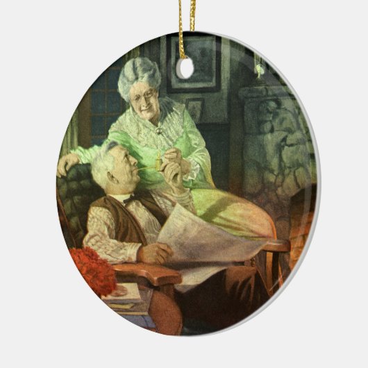 liefde en Romance; Romantische grootouders Keramisch Ornament (Links)