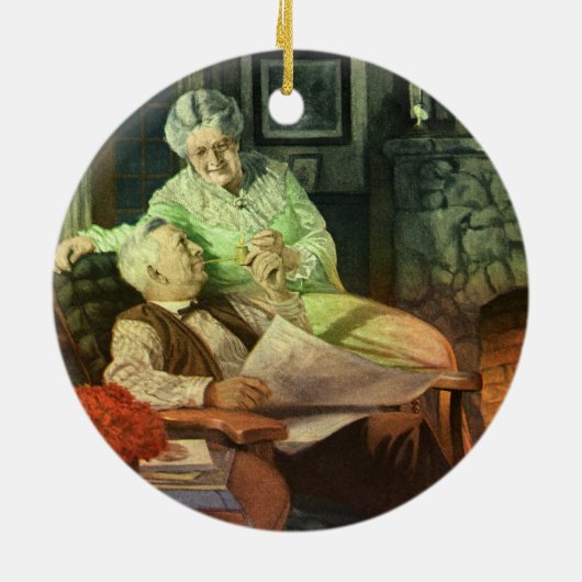 liefde en Romance; Romantische grootouders Keramisch Ornament (Achterkant)