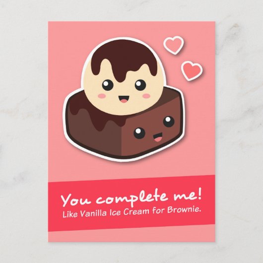 Liefde en Romance - Vanilla Ice Cream en Brownie Briefkaart (Voorkant)
