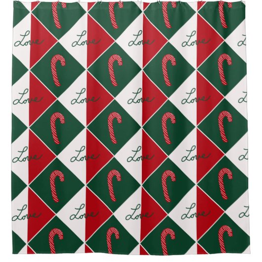 Liefde en snoep Canes Douchegordijn (Voorkant)