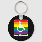 Liefde en steun regenboog persoon met een handicap sleutelhanger (Voorkant)