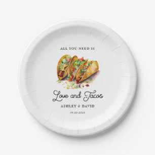 Liefde en Tacos Verlovingsfeest Papieren Bordje