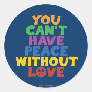 Liefde en vrede ronde sticker
