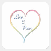 Liefde en vrede vierkante sticker (Voorkant)