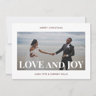 Liefde en vreugde | Modern minimalistische twee fo Feestdagenkaart