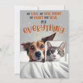 Liefde en vriendschap Kaart met hond en kat (Voorkant)