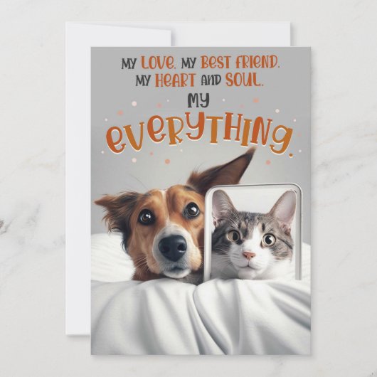 Liefde en vriendschap Kaart met hond en kat (Voorkant)
