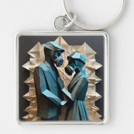 LIEFDE EN WEERSTAND Origami 3 Premium Metaal Sleutelhanger