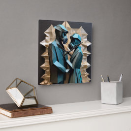 LIEFDE EN WEERSTAND Origami 3 Vierkante Klok