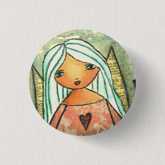 Liefde engel-knoopbadge ronde button 3,2 cm (Voorkant)