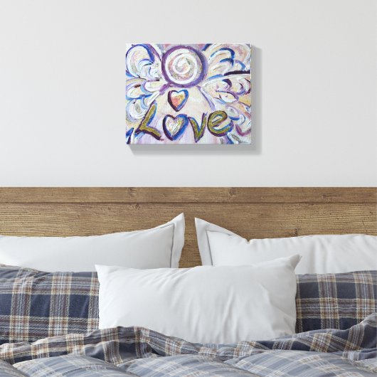 Liefde Engel Woord Kunst Verpakt Canvas (Insitu (Slaapkamer))