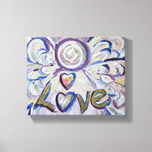 Liefde Engel Woord Kunst Verpakt Canvas Afdruk