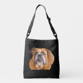 Liefde Engels Bulldog hondengezicht - bruine masco Crossbody Tas (Achterkant)